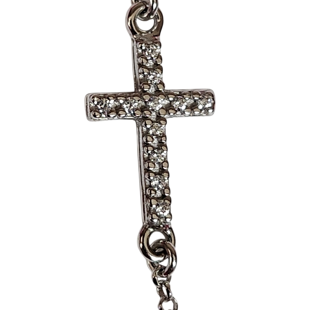 Mia Fiore Made in Italy Sterling Silver Cross Pendant Necklace 16-18" NIB - Picture 3 of 9